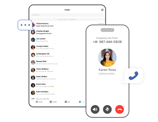Text App running on multiple smartphones and tablets