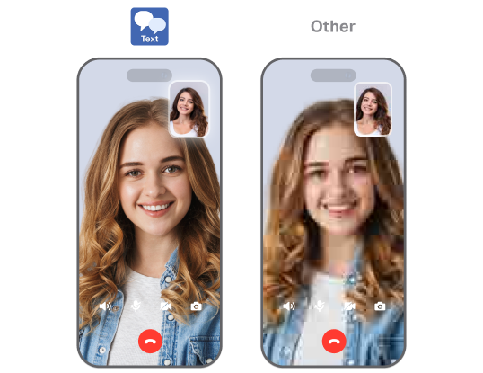 Text App HD video call screen on mobile