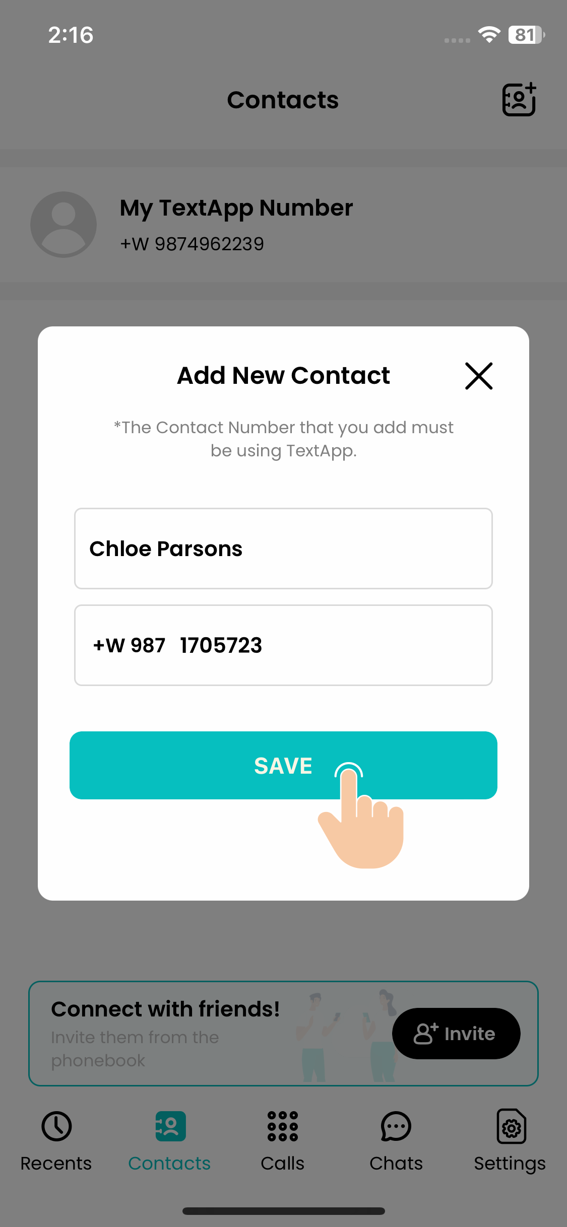 Save each other's numbers