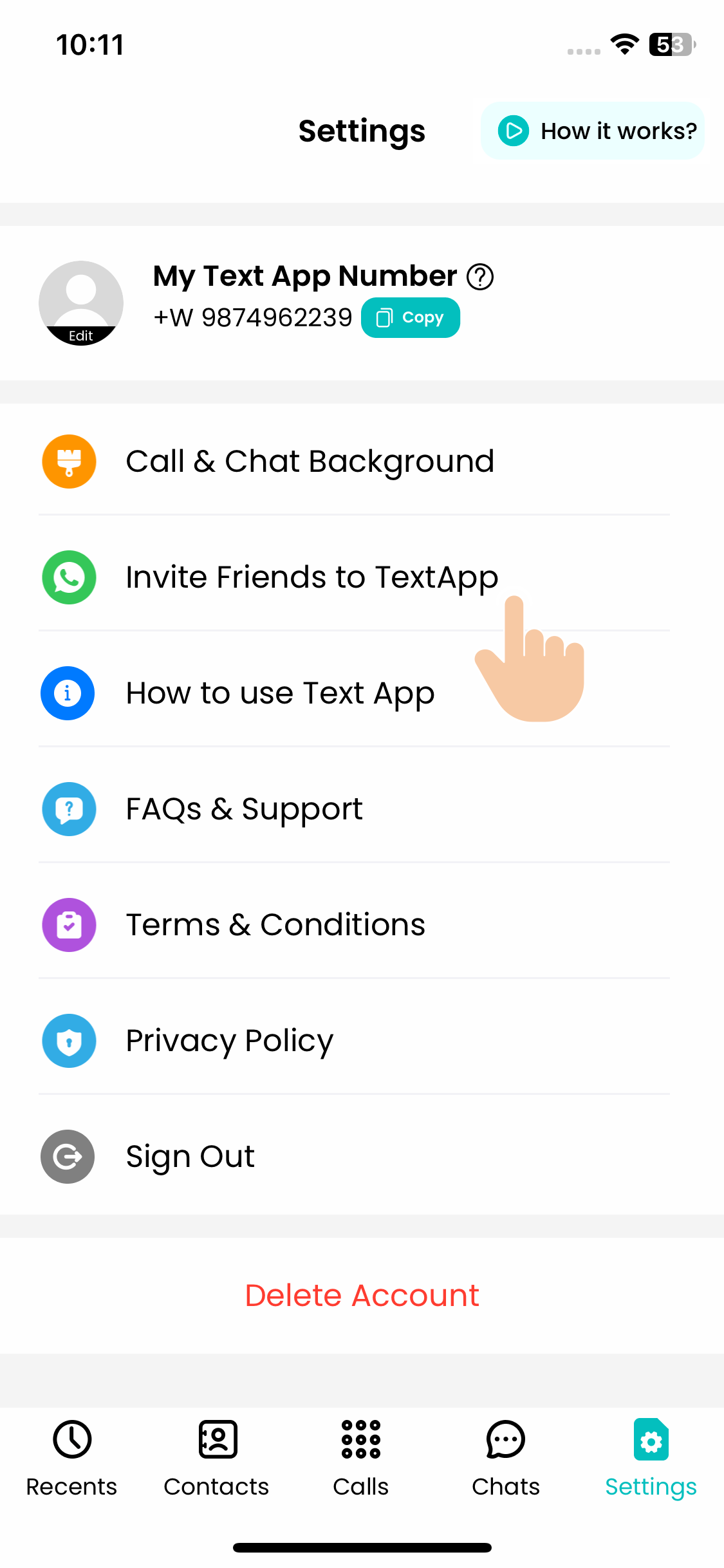 Invite friends from Settings